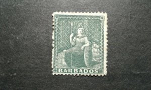 Barbados #13 mint hinged perf 14 pulled perfs e205 9315