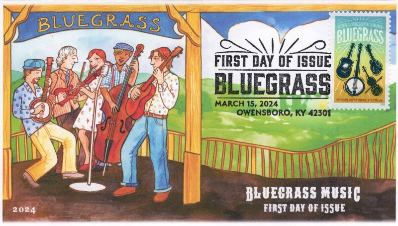 24-089, 2024, Bluegrass, First Day Cover, Pictorial Postmark, Owensboro KY, SC 5
