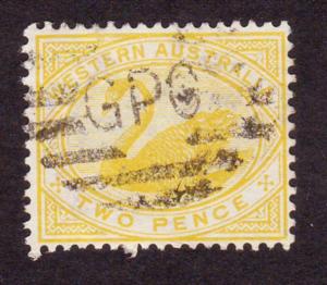 Western Australia 1899 Sc#74, SG#113 2d Yellow Swan USED-Fine