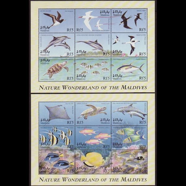 MALDIVES 1999 - Scott# 2388-9 Sheets-Marine Life NH