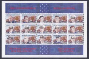 St. Vincent 1559 MNH 1991 Heroes of Pearl Harbor Medal of Honor WWII Sheet of 15