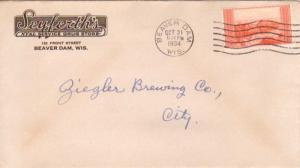 United States Wisconsin Beaver Dam 1934 machine  Corner card Seyferth's Nyal ...