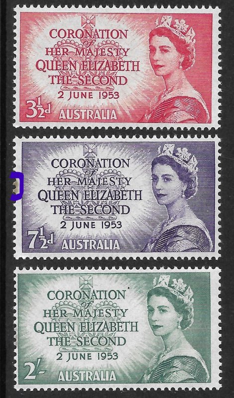 Doyle's_Stamps: MNH Australian Coronation Set, Scott #259** to #261**