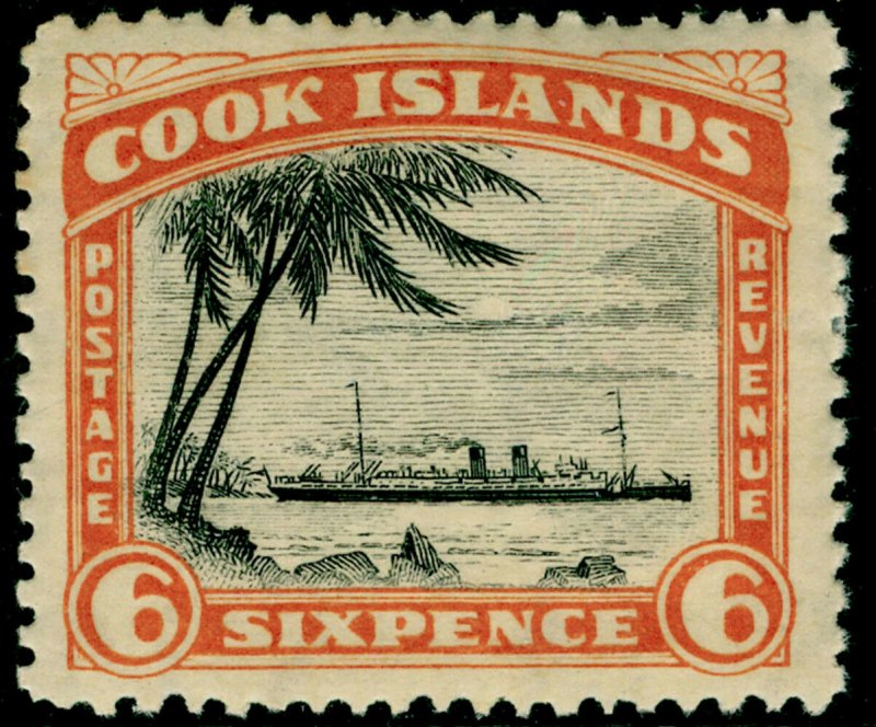 COOK ISLANDS SG104a, 6d black & orange, M MINT.