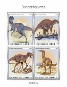 Mozambique 2021 MNH Dinosaurs Stamps Prehistoric Animals Fukuisaurus 4v M/S