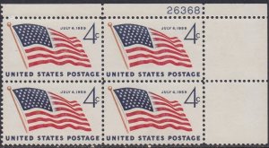 1132 49-Star Flag Plate Block MNH