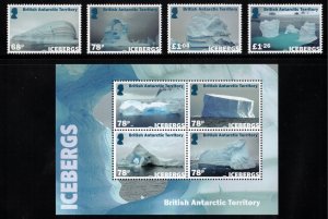 BRITISH ANTARCTIC 2019 Icebergs; Scott 586-90; MNH