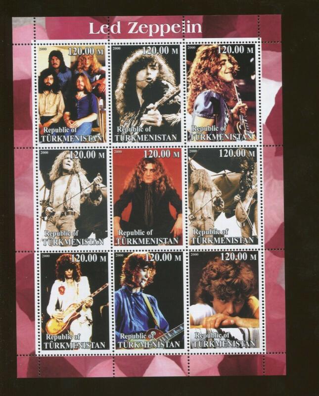 Turkmenistan Led Zeppelin Commemorative Postage Stamp Souvenir Sheet