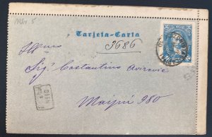 1889 Buenos Aires Argentina Postal Stationery Letter Card Cover