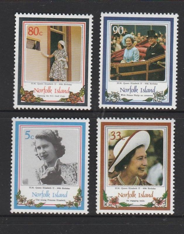 Norfolk Island 1986 60th Birthday QE2 UM SG 389/92