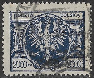 POLAND 1921-23 2000m Polish Eagle Issue Sc 169B VFU