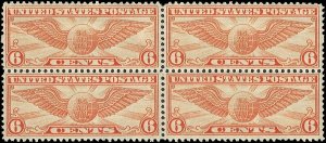 US Scott# C19 1934 6c org  Winged Globe  Mint Hinged - Very Fine - Block of 4