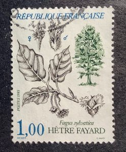 France 1985 Scott 1984 used - 1 fr, Trees, Beech beech, Fagus sylvatica