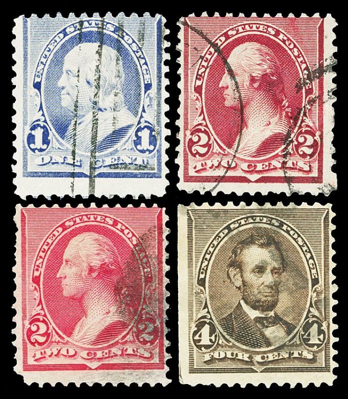 Scott 219, 219D, 220, 222 1c-4c Small Banknote Issues Used Fine+ Cat $11.95
