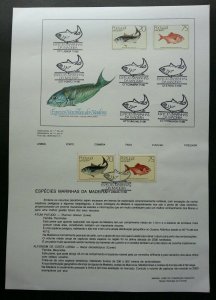 Portugal Fish Marine Species Of Wood 1986 Ocean Life (stamp on info sheet)