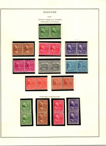 KAPPYS 1939 PRESIDENTIAL COILS FULL SET SCOTT 839-851 MNH LINED PAIRS CV $140