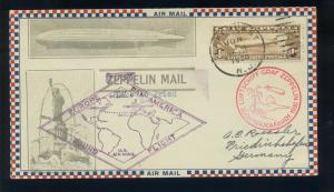 Scott #C14 Graf Zeppelin Used Stamp on Nice Roessler Flight Cover (Stk C14-RC1)