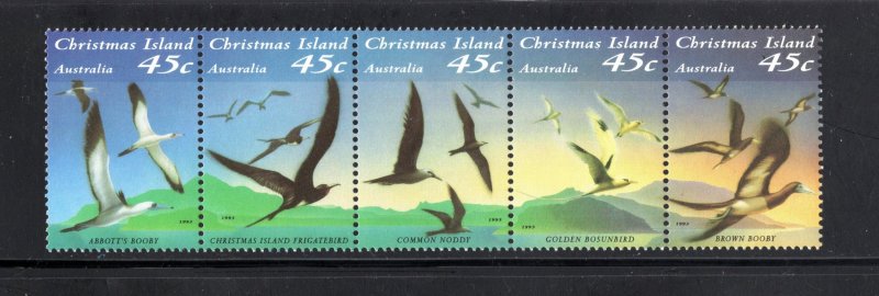 Christmas Island 349,  Strip of 5, VF,  MNH,  CV $3.75  ..... 1370064/A/B/C