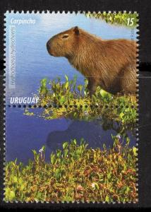 ENVIRONMENT RAMSAR WETLANDS FAUNA RODENT CARPINCHO MAMMAL URUGUAY 2015 MNH STAMP