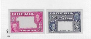 Liberia Sc #69-69  imperf set of 2 with missing centers variety NH VF