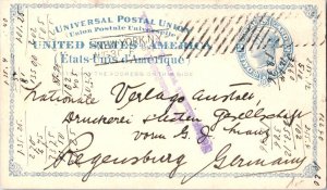 United States U.S. Government Postal 2c Blue Liberty Postal Card c1896 New Yo...