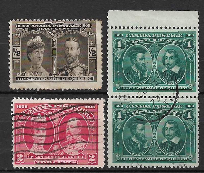 COLLECTION LOT OF # 96-8 CANADA 1908 CV=$23 ( # 96 UNUSED NO GUM )