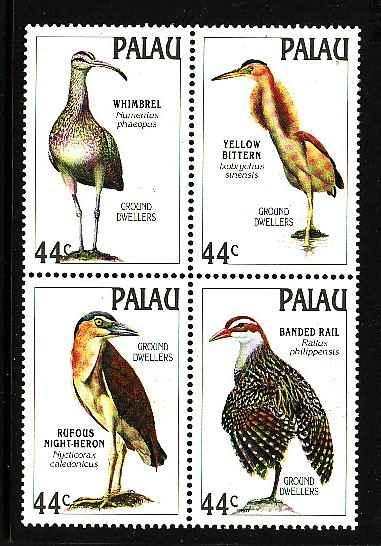 Palau-Sc#190a-Unused NH block-Ground-Dwelling Birds-1988-