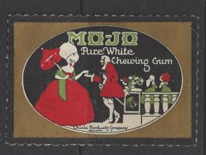 Early 1900s Chicle Mo-Jo Pure White Chewing Gum Ad Poster Stamp - (AV51)