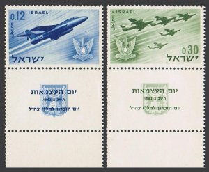 Israel 222-223-tab,hinged.Mi 254-255. Memorial Day,1962.Vautour Fighter-Bomber.