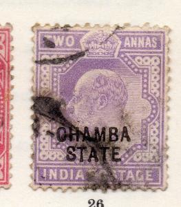 Indian States Chamba 1903-05 Ed VII  Early Issue Fine Used 2a. Optd 157023