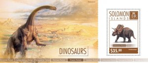 SOLOMON IS. - 2014 - Dinosaurs - Perf Souv Sheet - Mint Never Hinged