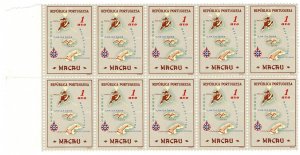 x MACAO 1956 MNH Border BLOCK x10 1 Avo MAPS Sc#383 Mf#386 YT#375 Mi#406 SG#470