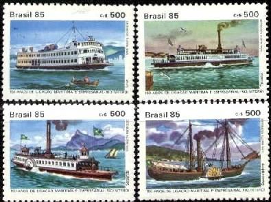 Brazil 1985 FERRY SHIPS Rio de Janeiro set (4) Perforated Mint (NH)