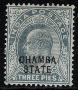 INDIA-CHAMBA SG29 1905 3p SLATE-GREY MTD MINT