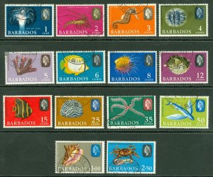 SG 322-335 Barbados 1965. 1c-$2.40 set of 14. Very fine used CAT £12.50