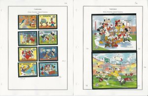 Tanzania Stamp Collection on 16 Pages, 1988-1990 Disney Mint Sets, JFZ