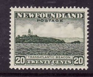 Newfoundland- Sc#196-unused hinged 20c grey green Cape Race-id#336-1932-7-