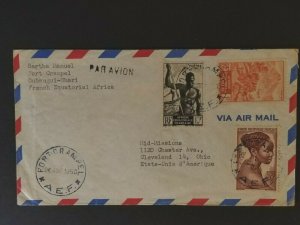 1950 French Equatorial Africa to Cleveland Ohio USA Missionary Air Mail Cover