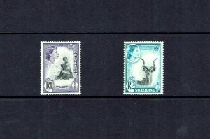 Swaziland: 1961 Queen Elizabeth  decimal definitive set,  1R and 2R, MNH