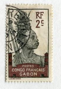 FRANCE; GABON 1910 early pictorial issue fine used 2c. value