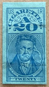 US Cigarette Tax Stamp Used No Series Revenue Dewitt Clinton L44