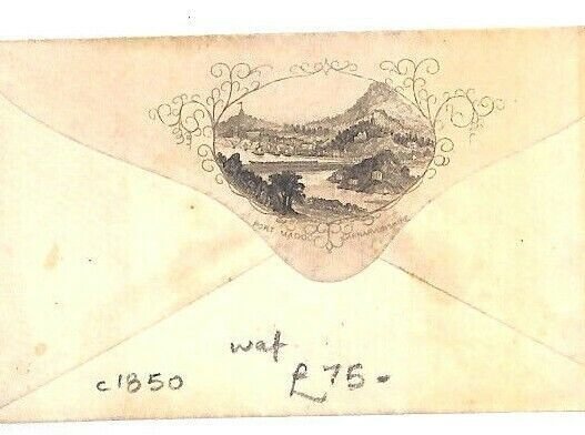 GB Wales PICTORIAL ENVELOPE Unused *Port Madoc* Carnarvons QV Cover c1850 AK177 