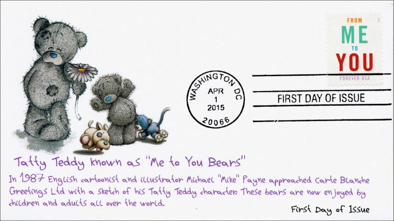 2015, From Me To You, FDC, Black and White Postmark,  15-063