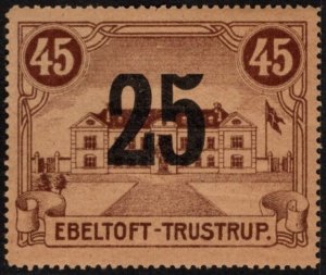 1912 Revenue Stamp Denmark 25/40 Ore Ebeltoft-Trustrup Railway Parcel Stamp