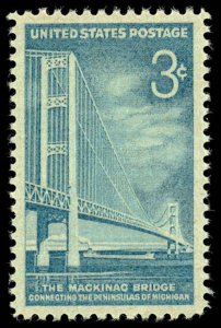 US Sc 1109 VF/Mint VLH - 1958 3¢ Mackinac Bridge