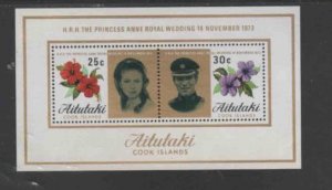 AITUTAKI #78a 1973 WEDDING OF PRINCESS ANNE MINT VF NH O.G S/S