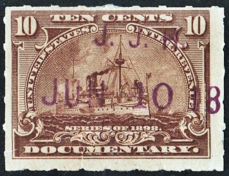 R168 10¢ Battleship Documentary (1898) Used/Handstamped