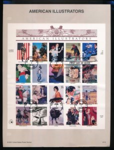 USPS 2001 SOUVENIR PAGE 34c AMERICAN ILLUSTRATORS #3502