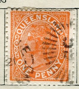 AUSTRALIA; QUEENSLAND 1895 early classic QV issue fine used 1d. value