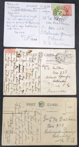 EDW1949SELL : AUSTRALIA 3 c1910 to USA postcards Esperanto messages